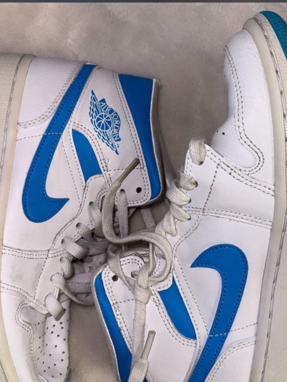Jordan 1 Mid White and University Blue Men's Sneakers